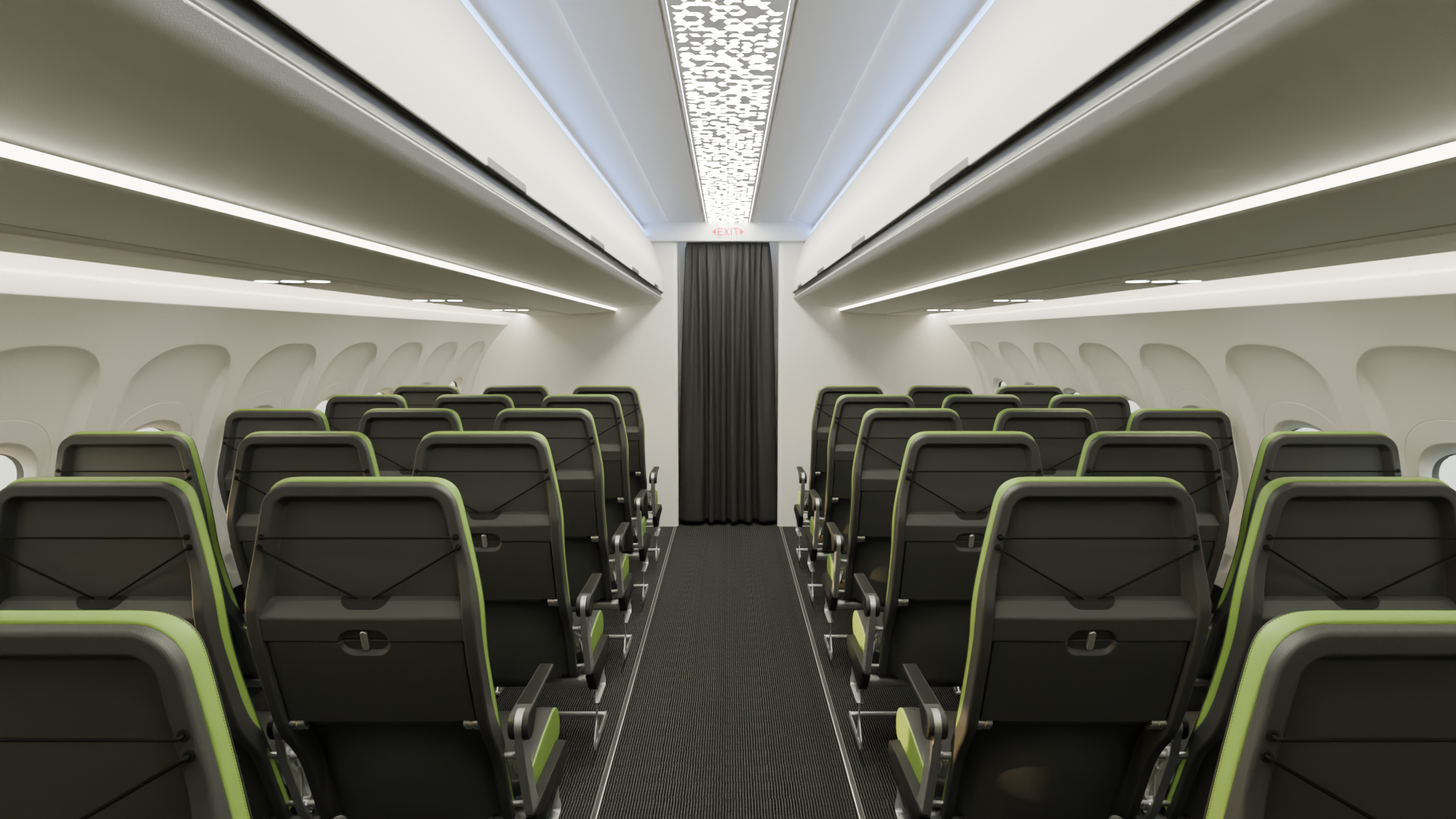 Mirus Aircraft Seating Kestrel Seat In Cabin Render Rear Low View